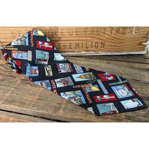 Vintage 1997 Nicole Miller Georgia Landmarks Tie 100% Silk Hand Sewn Necktie USA